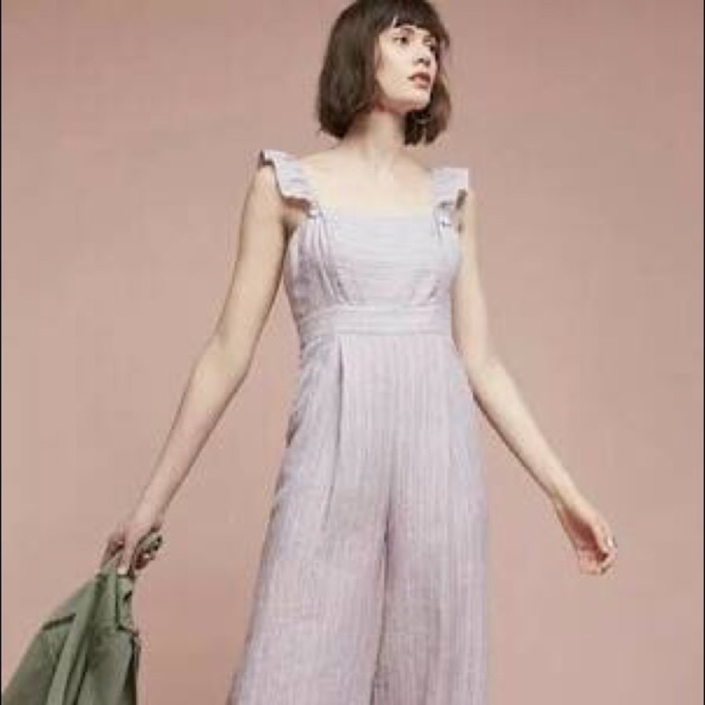 Lavender stripe linen jumpsuit by Elevenses